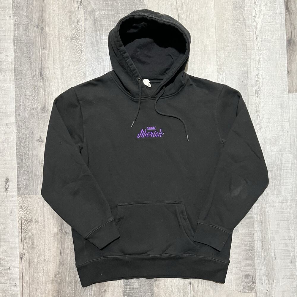 Jiberish Crown Logo Hoodie Black/Purple Embroidered Ski Snowboard Pull Over